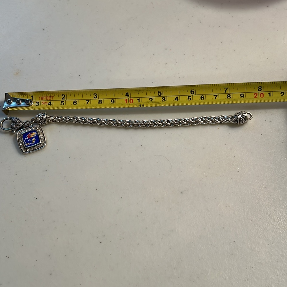 KU Kansas Jayhawks Braided Toggle Fashion Bracelet with Pendant USA Made - Picture 6 of 6